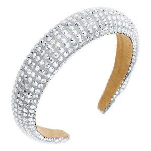 Silver Rhinestone Headband - Shiny Beaded Bling Crystal Head Bands for Women's H